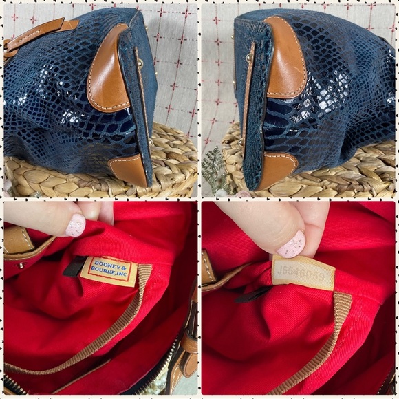 Vintage Dooney & Bourke Navy Snakeskin Leather Erica Hobo Shoulder Bag BS479 NV - Picture 6 of 15